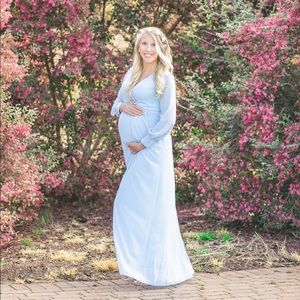 Final Price: Pinkblush chiffon blue maternity dress